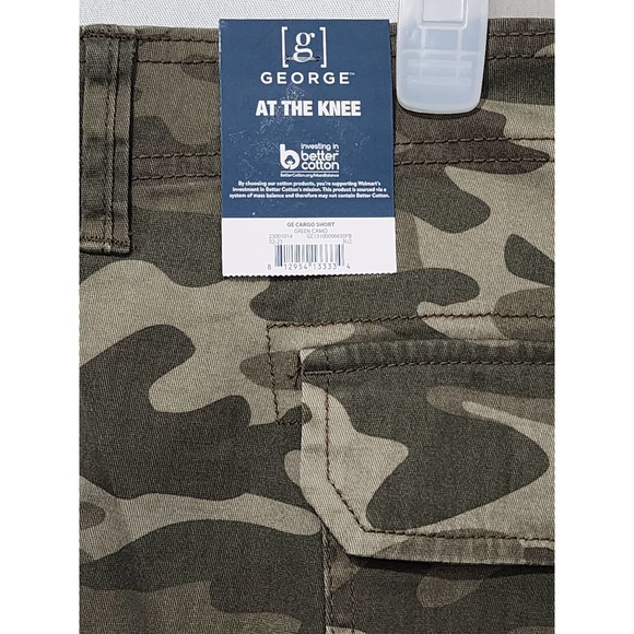 George At The Knee Men's Cargo Short Green Camo Size 46 NEW - Picture 9 of 10